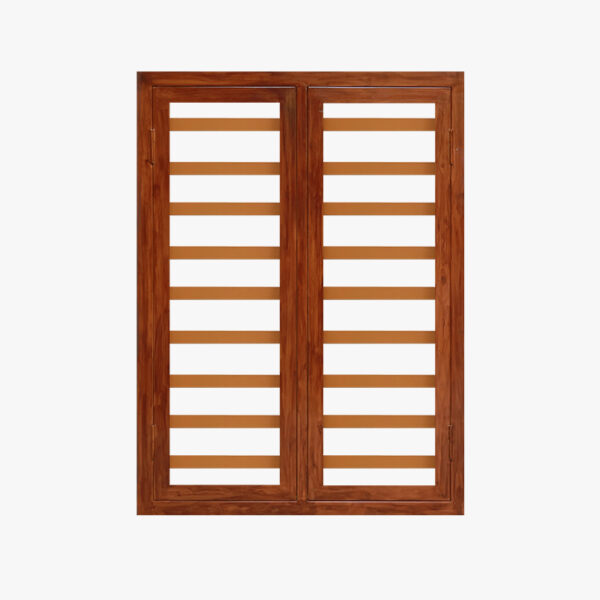 WINDOW 2 PANEL WITH PLAIN SHAPED  ROD (1INCH) WITH WOODEN DESIGN